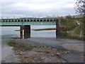 SD0894 : Lane blocked by high tide at Eskmeals viaduct by Andrew Hill