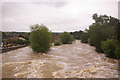 SO5174 : River Teme downstream from Ludford Bridge, at the height of the July 2007 floods by Ian Capper