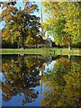 Pond and church, Shottesbrooke