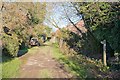 Footpath leaves Church Lane at Floud Cottages, West Meon