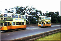 NS6362 : Glasgow trams at Auchenshuggle terminus by Chris Coleman
