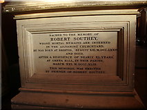 NY2524 : St Kentigern's Parish Church, Crosthwaite, Keswick, Memorial to Robert Southey by Alexander P Kapp