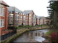 Apartment blocks by the river.