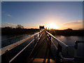 Sunset on the River Don aqueduct walkway on the New Junction Canal