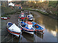 Fishing boats at Staithes on an incoming tide