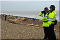 TQ1803 : South Lancing beach - a lot of wood by Robin Webster