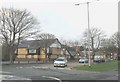 Traffic island at the junction of Cardiff and Penrhydlyniog Roads