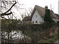 Thatched cottage and millpond