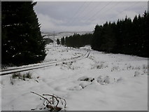 NH7425 : Road near the bridge, in snow by Peter Bond