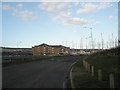 Apartment block at Port Solent from bend in the road