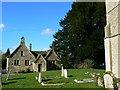 Old school house and St John the Baptist churchyard, Latton