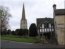 SO8609 : Painswick lych gate and church spire by Malcolm Choat