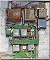 Electricity distribution board in disused boiler house on Abbotts Farm, Canada