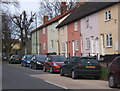 Colourful row of cottages, Ixworth High Street