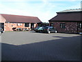 Farm buildings next to Raglan castle