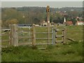 TL8927 : Kissing gate with public footpath to Chappel village by Robert Edwards