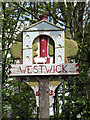 TG2825 : Westwick village sign - detail by Evelyn Simak