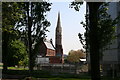 The church through the trees