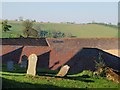 Gravestones and farmyard roofs, Dunchideock