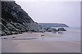 SM7326 : Cliff meeting beach Whitesands Bay, Pembrokeshire taken 1968 by Gladys Matthews