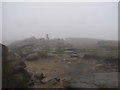 SK0894 : Higher Shelf Stones Trig Point emerging from the mist by Reiner T