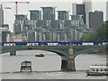 Vauxhall: St. George Wharf apartments from a mile downstream