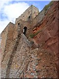 SY1286 : Building and cliff at Jacob's Ladder, Sidmouth by Maurice D Budden