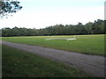 Fallen goalposts at the cricket field