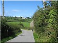 View towards the three Penhwnllys farmhouses from the hill above Bryn Gwyn Cottage