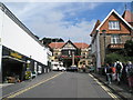 Looking up Cross Street towards the town hall