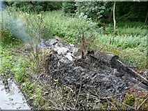 SE2804 : Burning household refuse near Blacker Dam by Wendy North