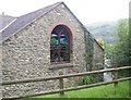 Coloured glass window at Troedrhiw Esgair farm