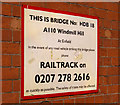 Sign on bridge, Windmill Hill, Enfield