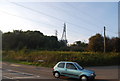 Electricity pylons crossing the railway line