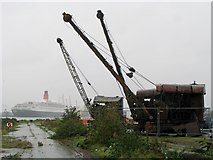 J3575 : Steam cranes and ship, Belfast by Mr Don't Waste Money Buying Geograph Images On eBay