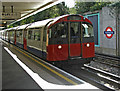 Tube Train approaching northbound platform, Oakwood Station, London N14