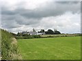 A view across fields towards Llandrygarn Primary School